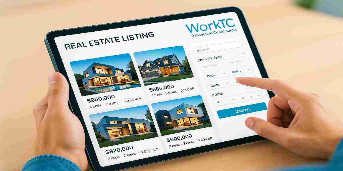 South Florida real estate listing app on a tablet, managed by WorkTC Transaction Coordinators